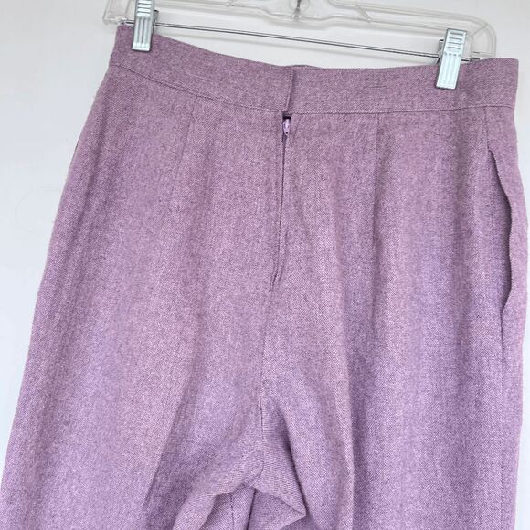 Vintage Lavender Wool-Blend High-Rise Pants V-Waist Front, Wide Leg (Fits 8–10) - Picture 5 of 14